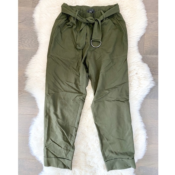 Ann Taylor Belted Army Green Ankle Length Pants - Picture 5 of 10